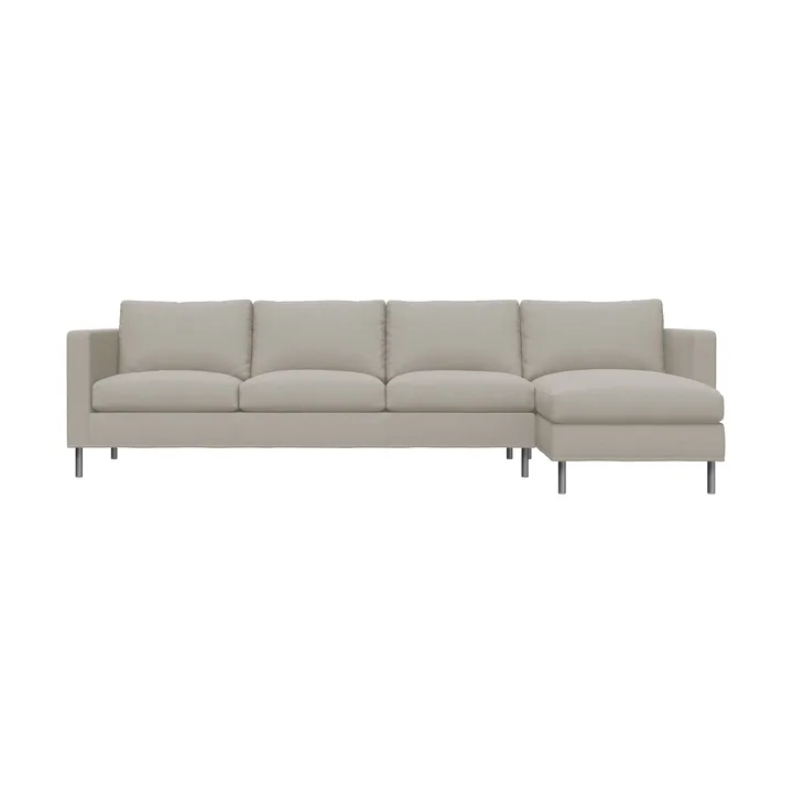 Alex 3-sits soffa chaise lounge höger - Tyg Hiro Sand-aluminiumben - Fogia