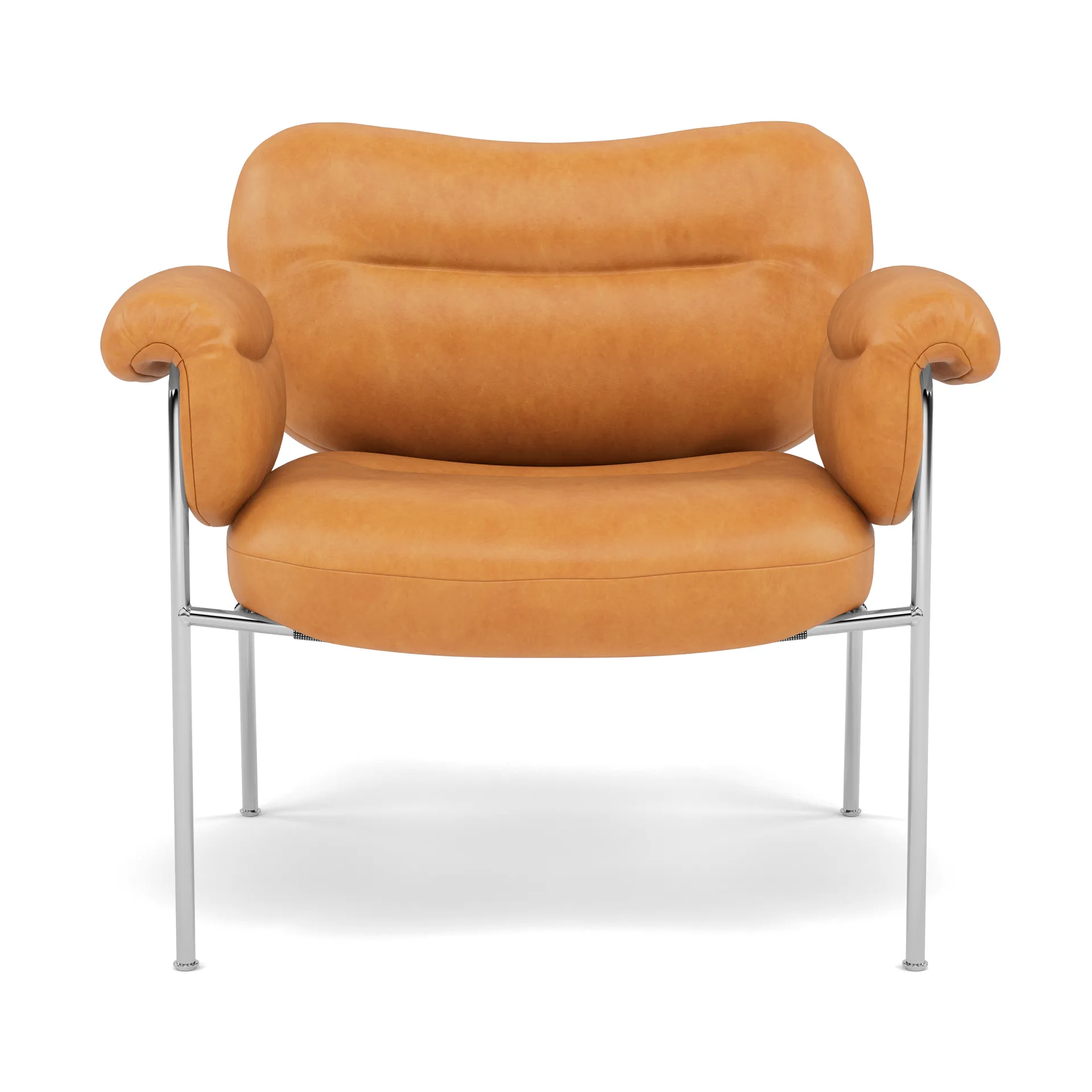 Bollo fåtölj, Vintage Cognac-polished stainless steel Fogia