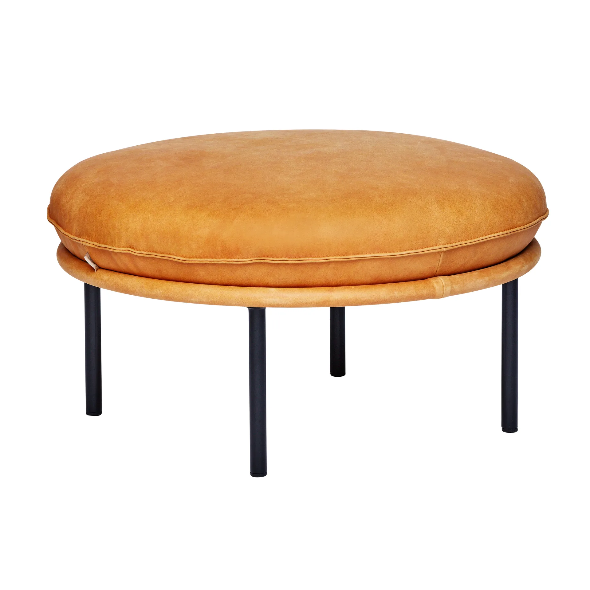 Tiki fotpall, Vintage cognac-svarta stålben Fogia