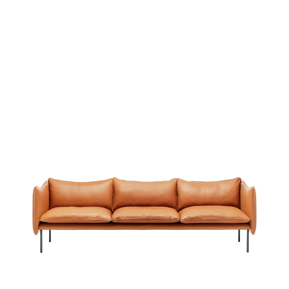 Tiki soffa 3-sits, Elmotique 43807 cognac-mörkgrå ben Fogia