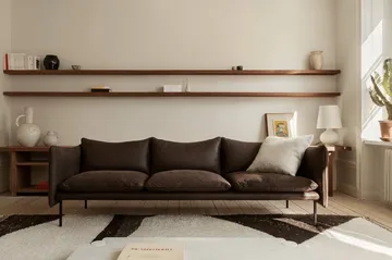 Tiki soffa 3-sits - Läder Vintage Dark Chocolate-svarta metallben - Fogia