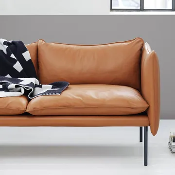 Tiki soffa 3-sits - Vintage cognac-svarta stålben - Fogia