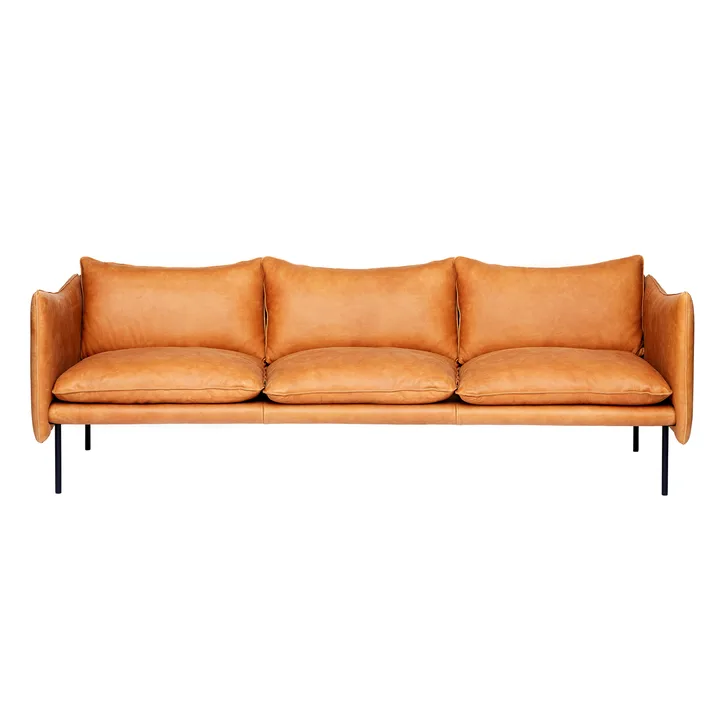 Tiki soffa 3-sits - Vintage cognac-svarta stålben - Fogia