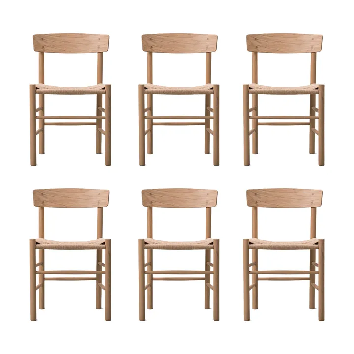 J39 stol, Ljus oljad ek-flätad natur, 6-pack - Fredericia Furniture