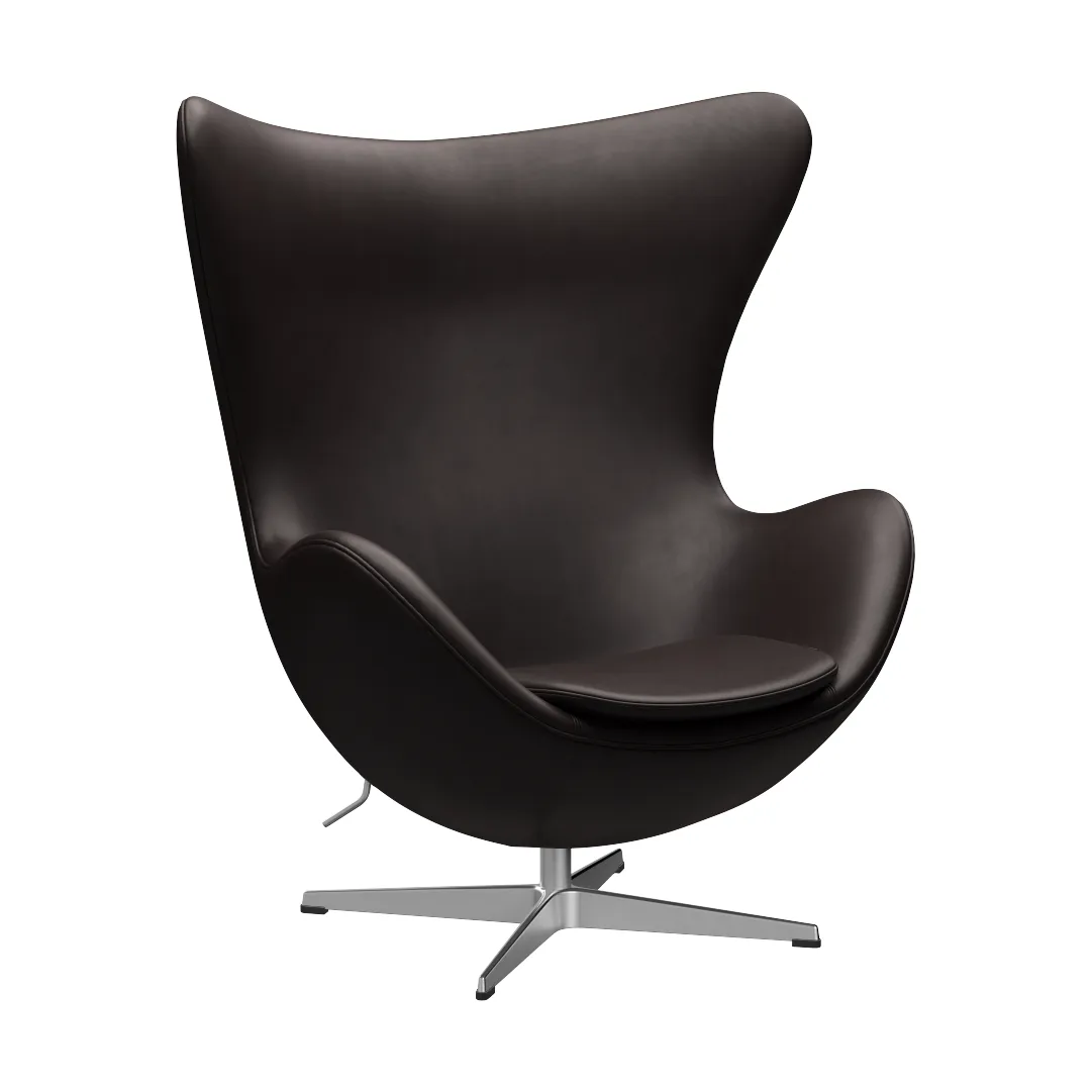 Ägget 3316 fåtölj, Leather Grace Dark Brown-steel Fritz Hansen
