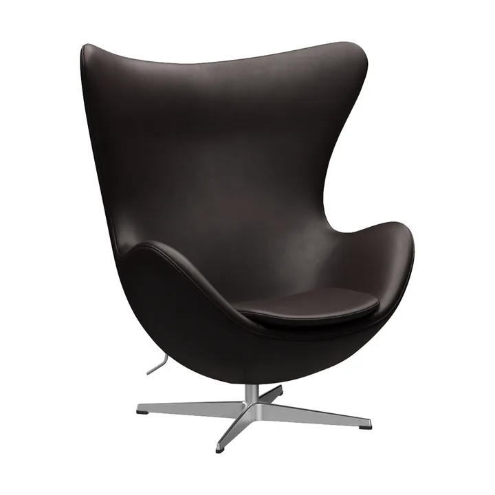 Ägget 3316 fåtölj - Leather Grace Dark Brown-steel - Fritz Hansen