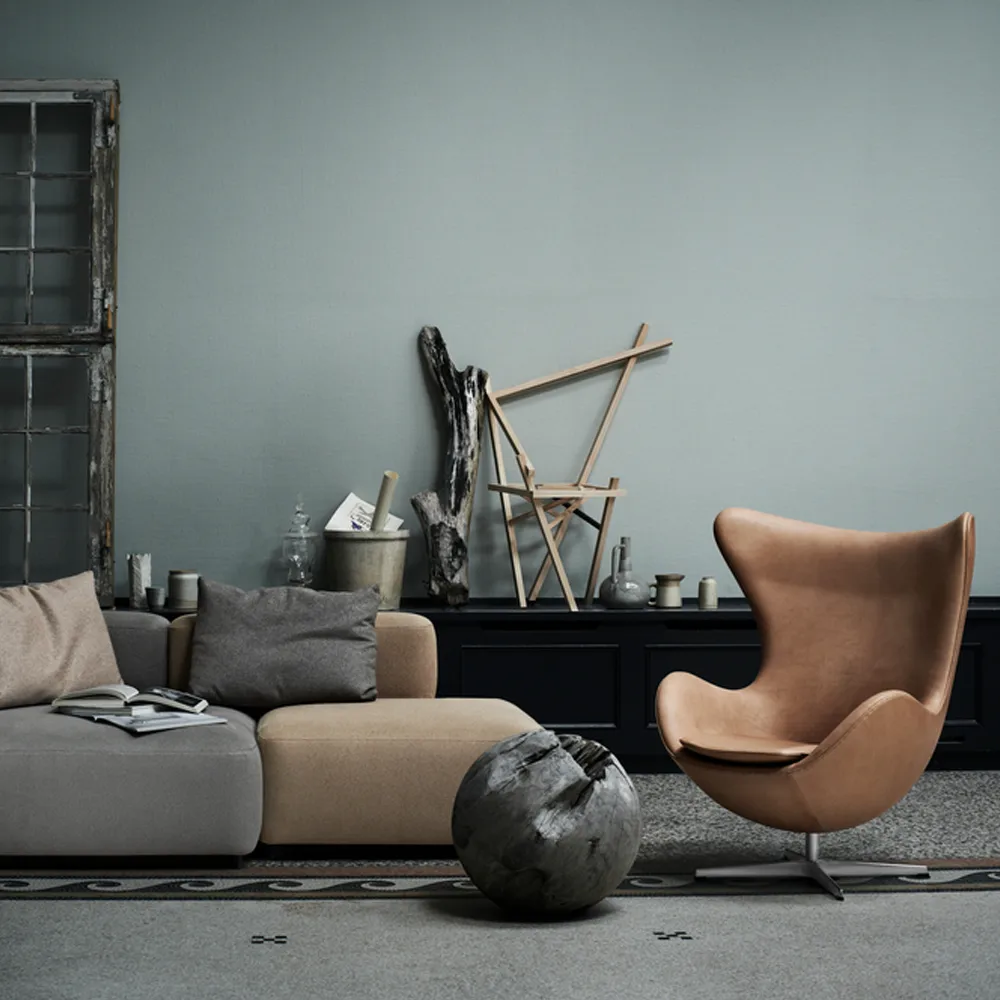 Ägget 3316 fåtölj, Leather grace walnut-steel Fritz Hansen