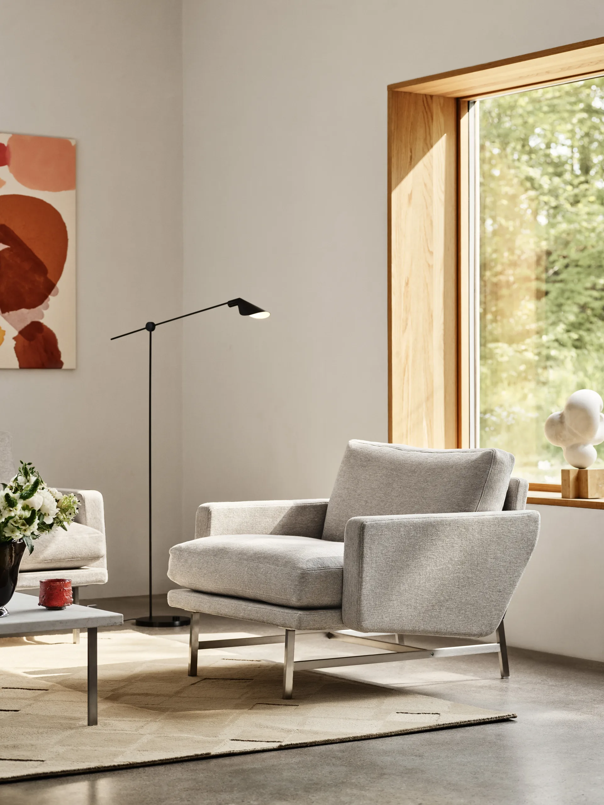 Lissoni PL111S lounge chair small, Clay 012-rostfritt stål Fritz Hansen