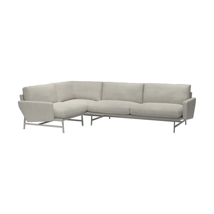 Lissoni PL114 L vänsterställd hörnsoffa - Clay 012-rostfritt stål - Fritz Hansen