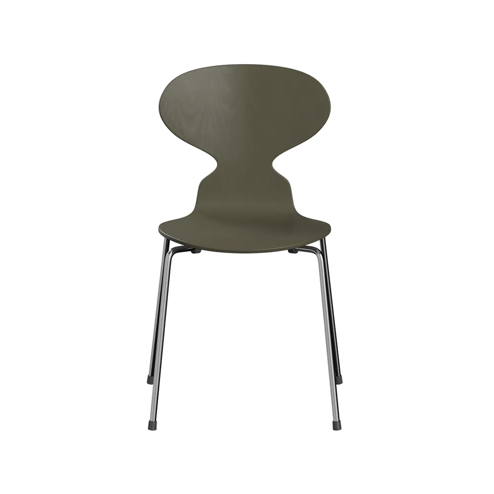 Myran 3101 stol, olive green, målad ask, kromat stålstativ Fritz Hansen
