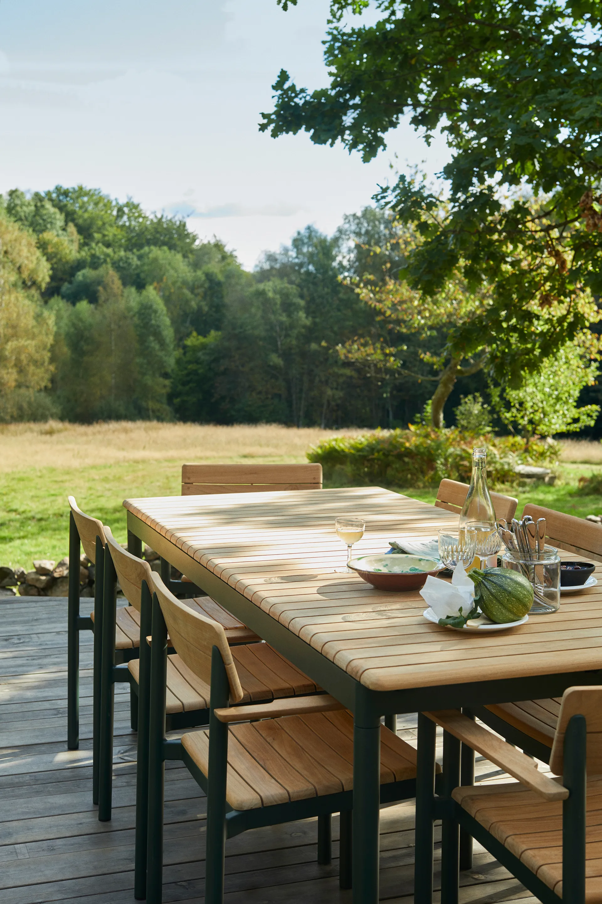 Pelagus matbord teak 214x90,5 cm, Hunter green Fritz Hansen