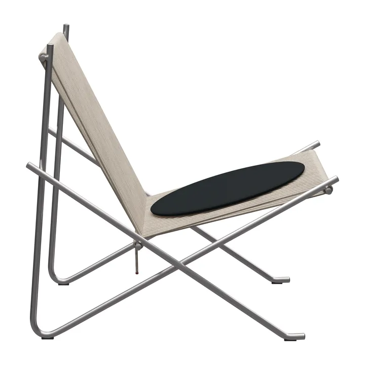 PK4 loungestol med dyna - Rostfritt stål-natur-svart - Fritz Hansen