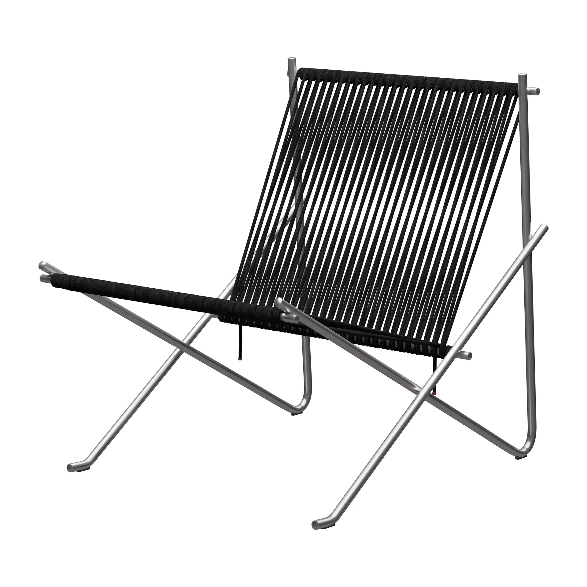 PK4 loungestol, Rostfritt stål-svart Fritz Hansen
