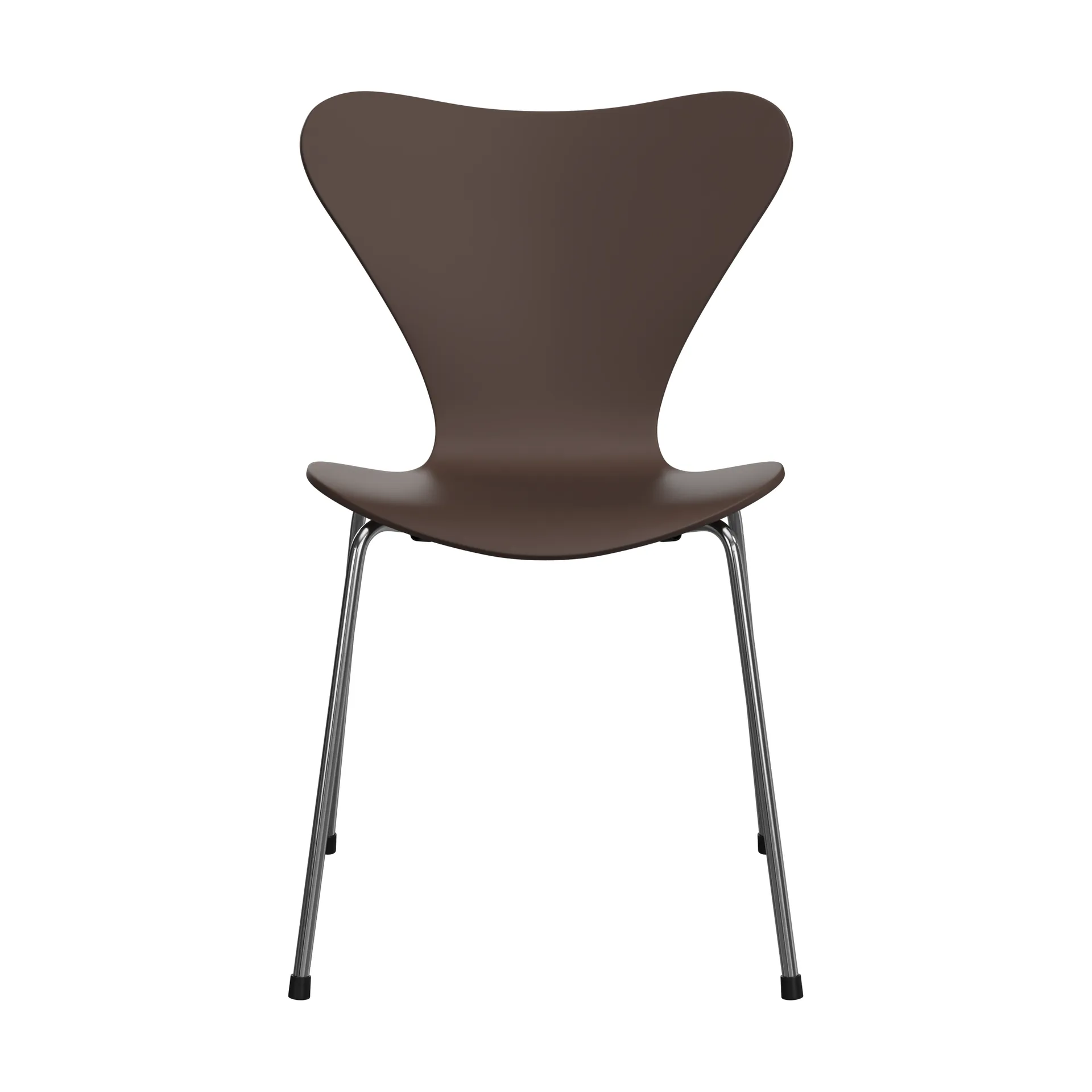 Sjuan 3107 stol, Brown-rostfritt stål Fritz Hansen
