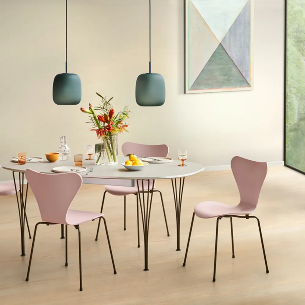 Sjuan 3107 stol, Deep clay-lackad-kromat stålstativ Fritz Hansen