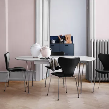 Sjuan 3107 stol - Nine grey-lackad-kromat stålstativ - Fritz Hansen