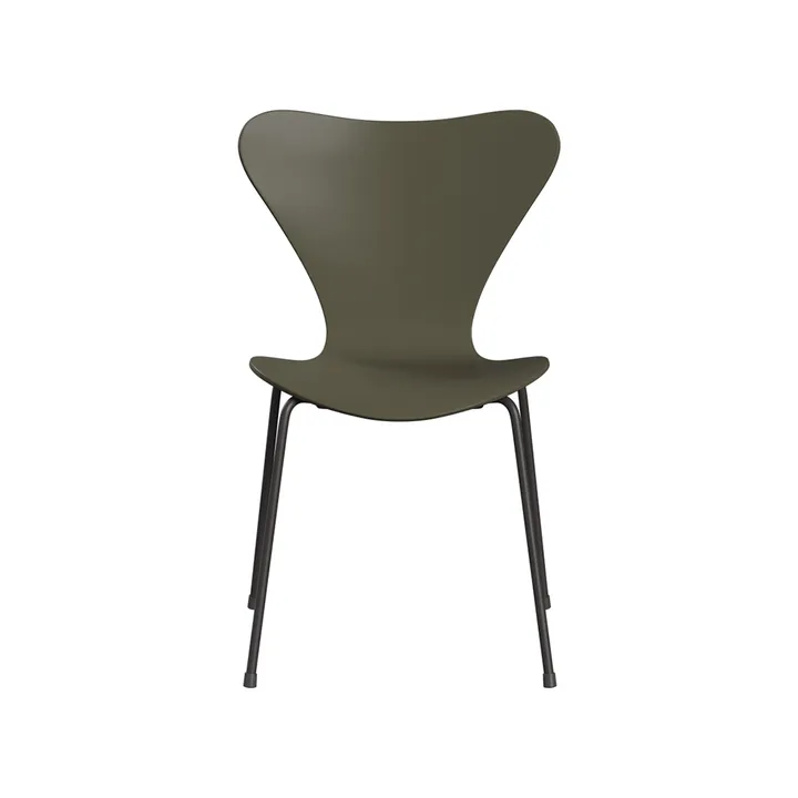 Sjuan 3107 stol - Olive green-lackad-grafitgrått stativ - Fritz Hansen