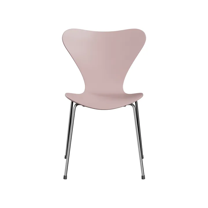 Sjuan 3107 stol - Pale rose-lackad-kromat stålstativ - Fritz Hansen