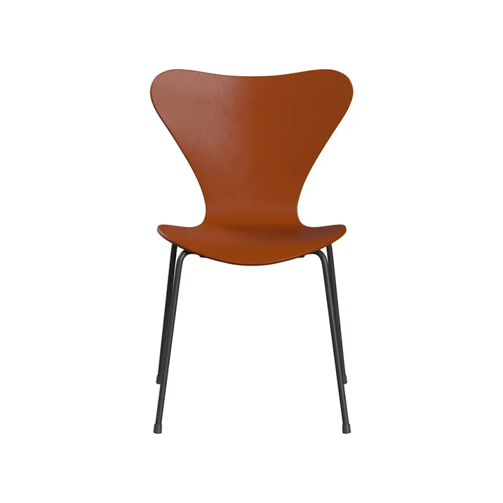Sjuan 3107 stol - Paradise orange-färgad ask-grafitgrått stativ - Fritz Hansen