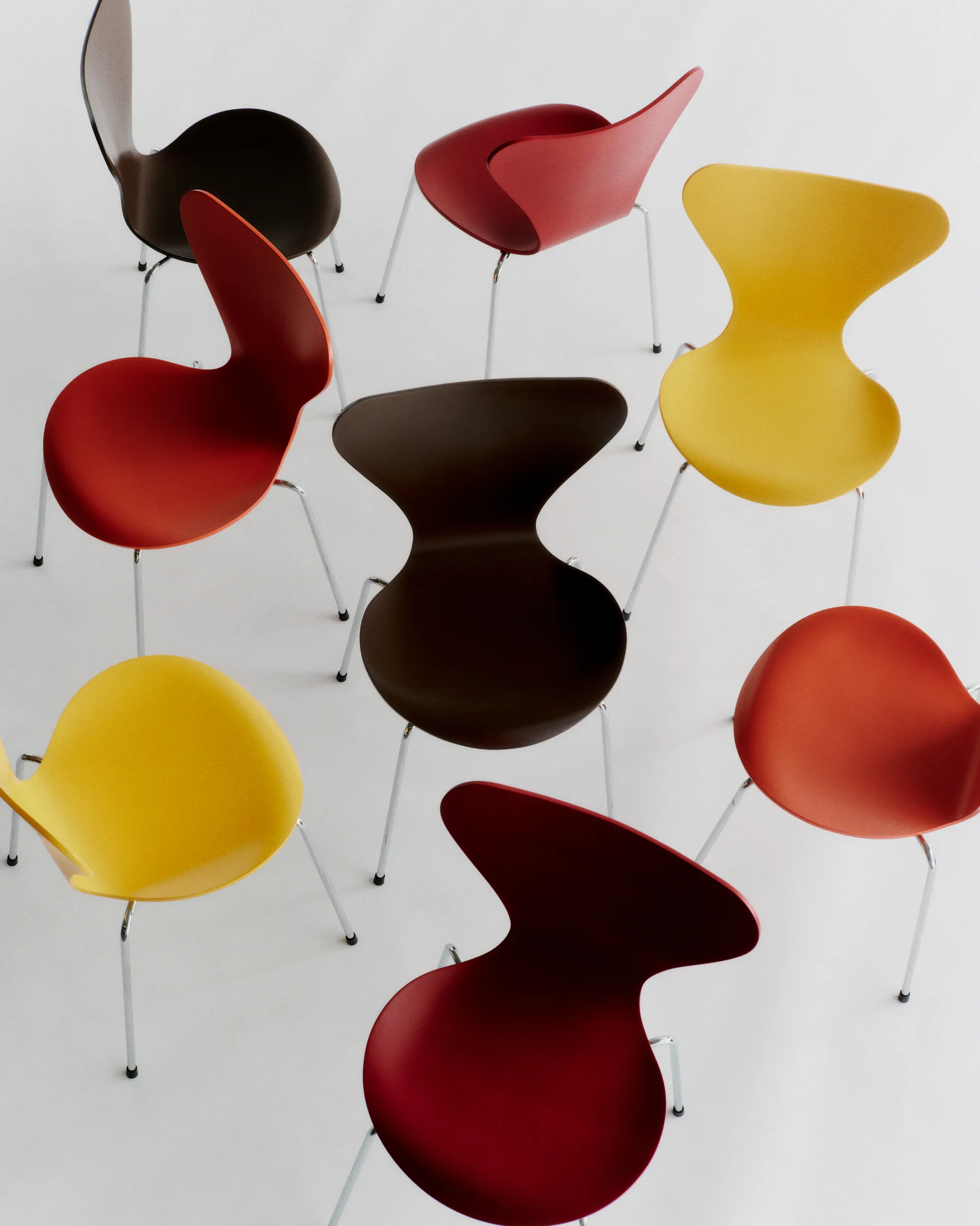 Sjuan 3107 stol, Yellow-rostfritt stål Fritz Hansen