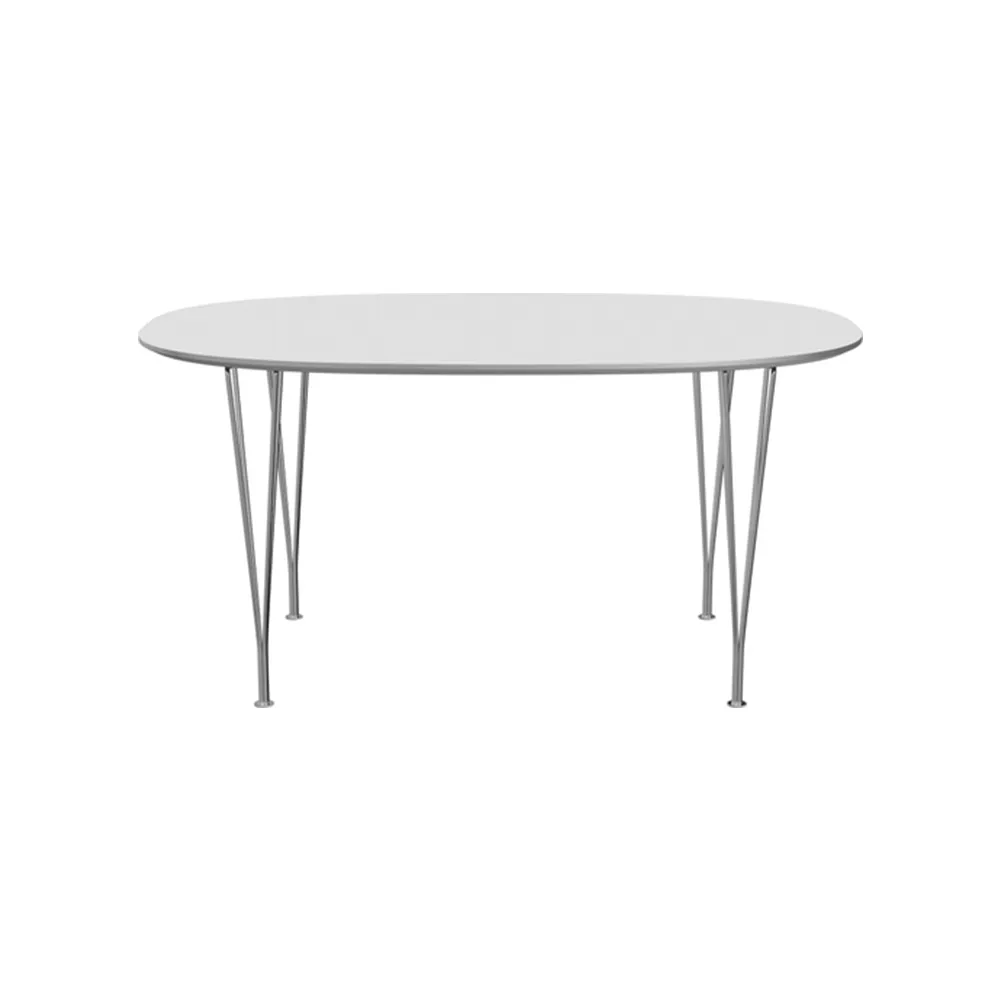 Superellips B612 matbord aluminiumkant, White laminate-chrome Fritz Hansen