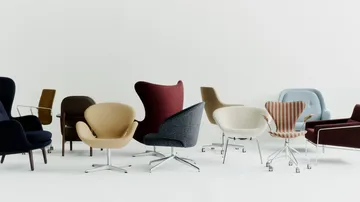 Svanen 3320 fåtölj - Natural läder-borstad aluminium - Fritz Hansen