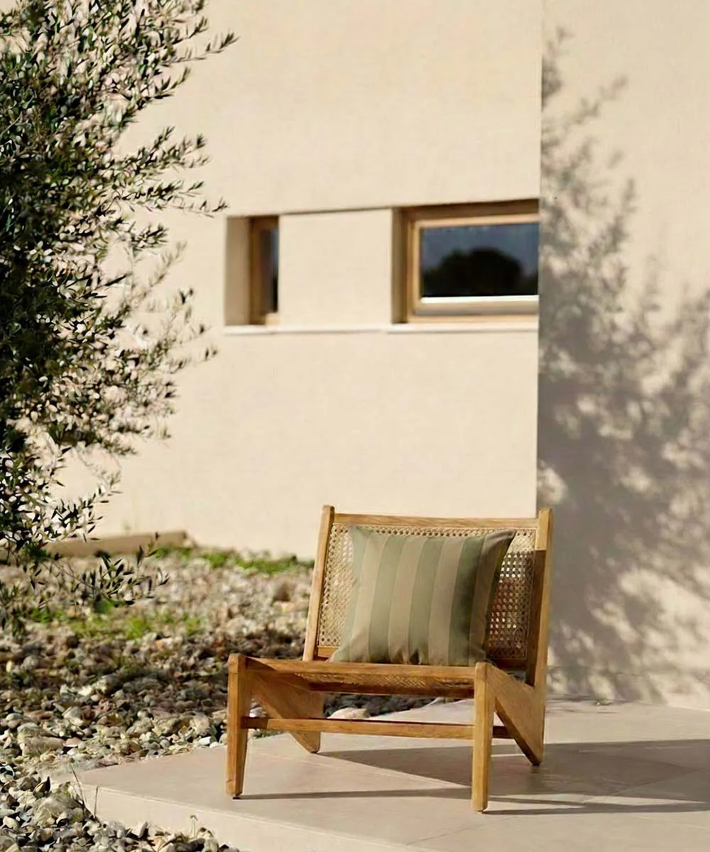 Garden Glory randig kudde, Eucalyptusgrön-beige, 50x50 cm Garden Glory