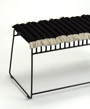 Garden Glory sittdyna med fransar - Svart, offwhite frans, 38x120 cm - Garden Glory