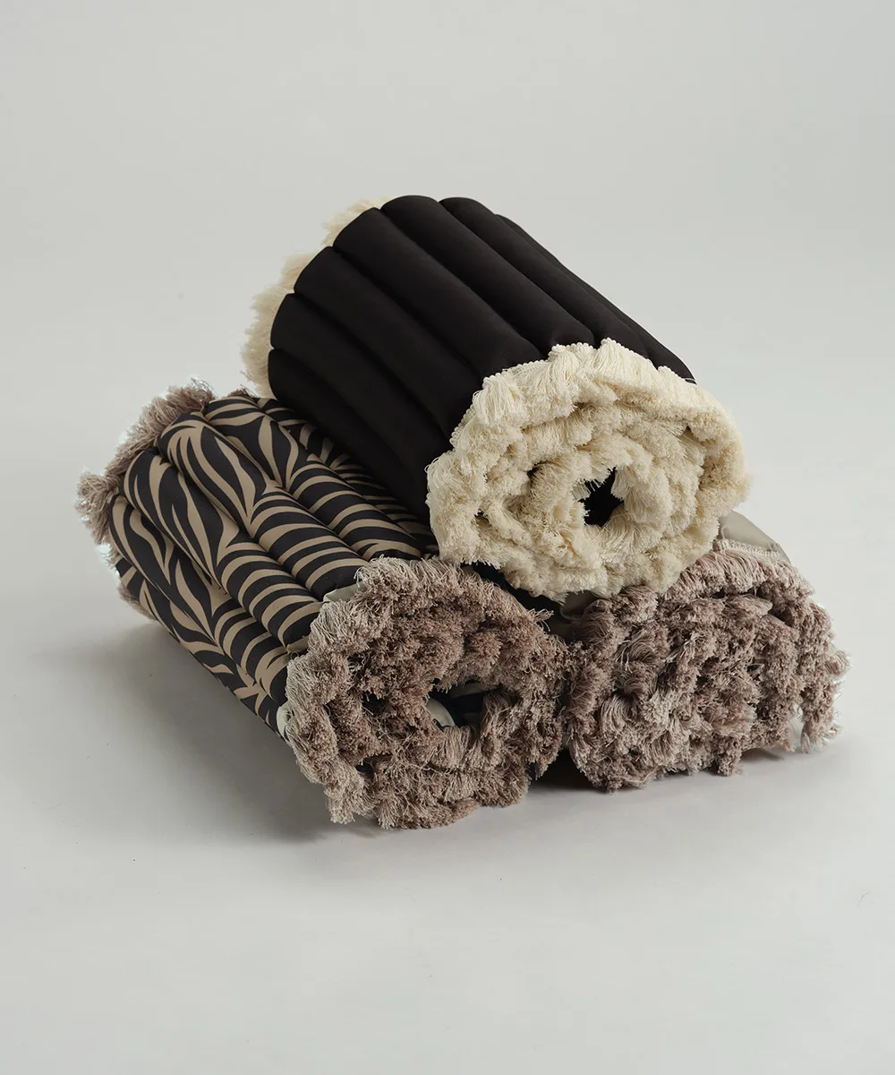 Garden Glory sittdyna med fransar, Svart, offwhite frans, 38x120 cm Garden Glory