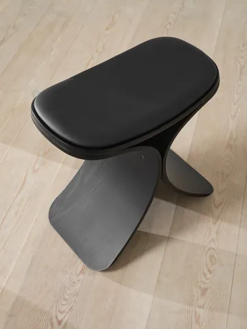 Luno pall 48x28x72 cm - Svart ek-svart läder - Gejst