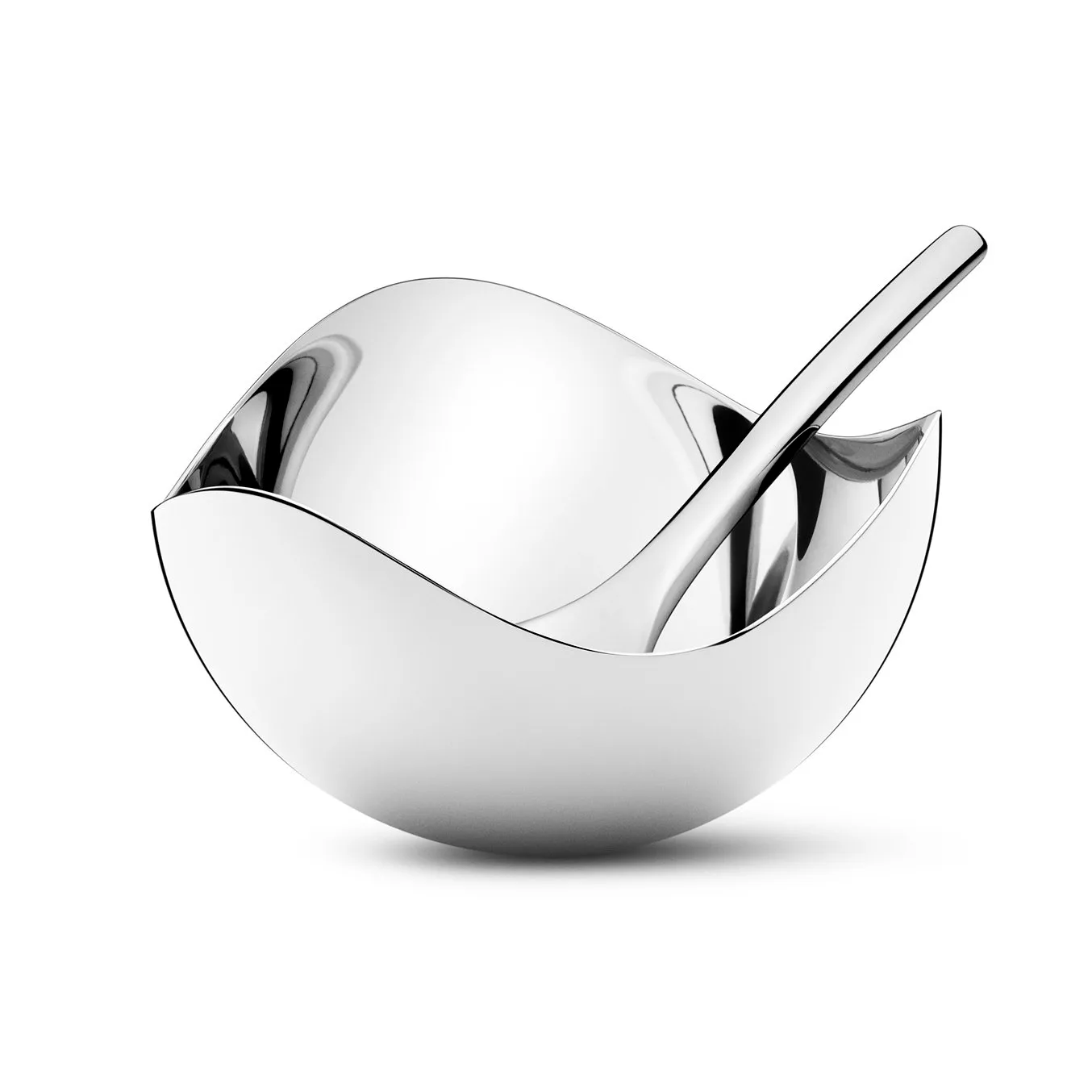 Bloom saltkar med sked, rostfritt stål Georg Jensen