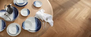Koppel lunchtallrik dekor Ø22 cm - Vit-blå - Georg Jensen
