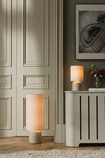 Florian bordslampa - Vit bouclé/beige, Ø20x39 cm - Globen Lighting
