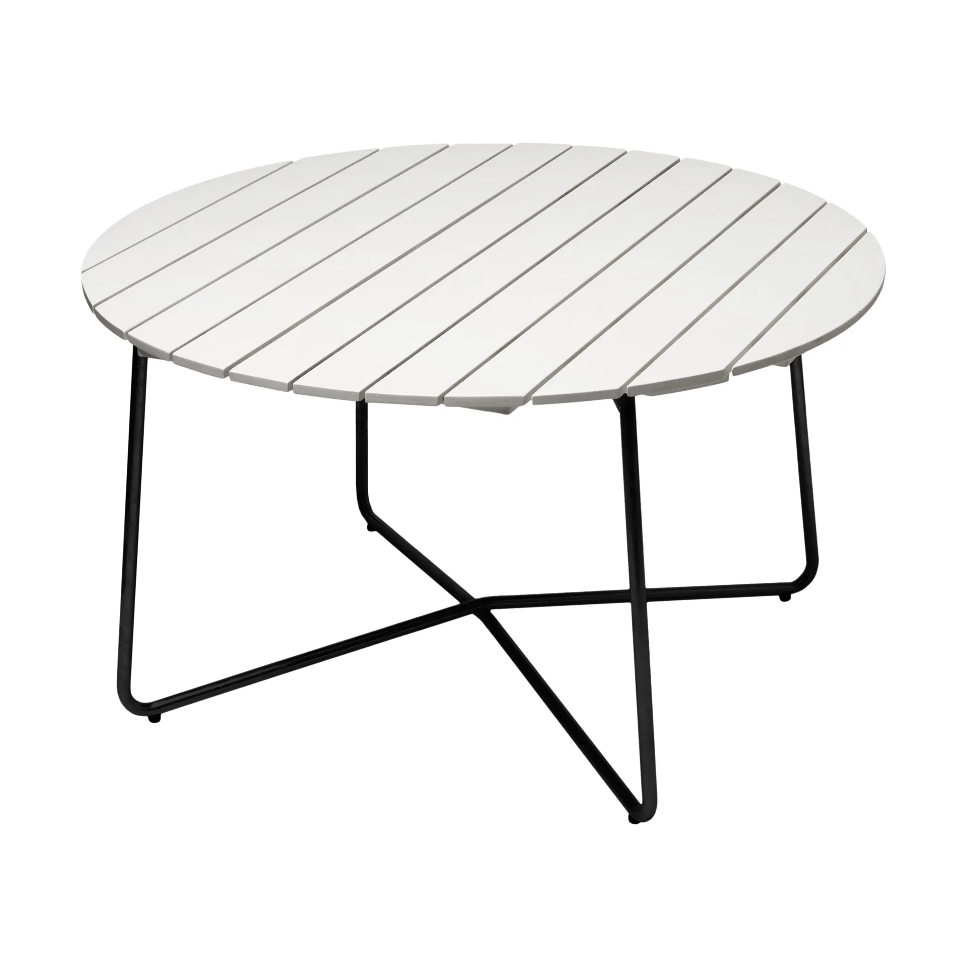 9A matbord, Vitlackerad ek-svart, Ø120 cm Grythyttan Stålmöbler