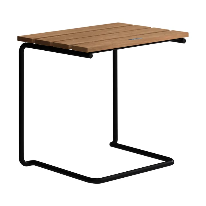 A3 bord/fotpall - Teak-svart stålstativ - Grythyttan Stålmöbler