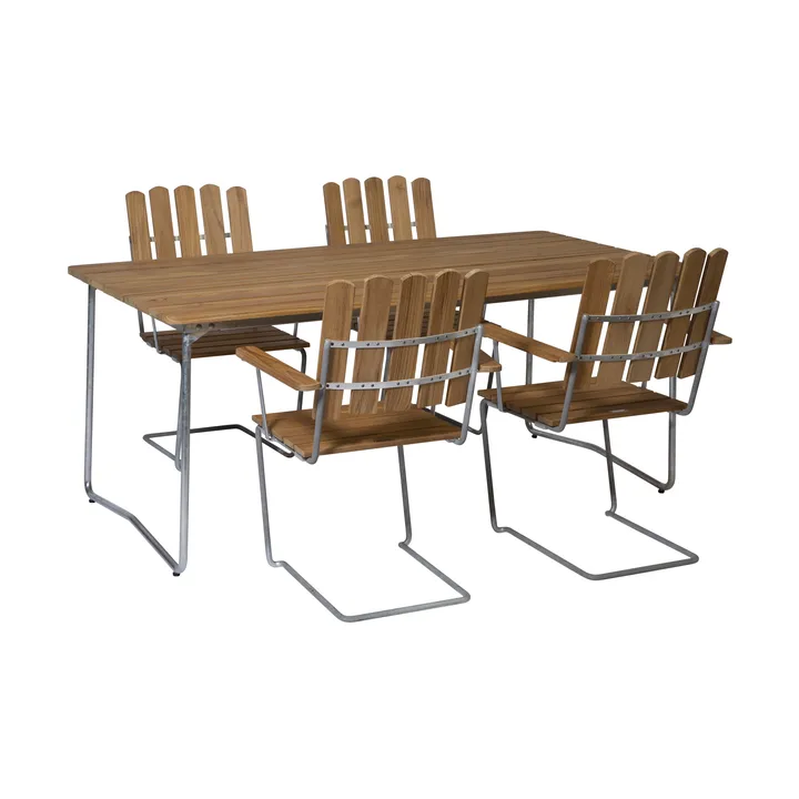 Grythyttan matgrupp teak B31 170cm + 4st A2 - Grythyttan Stålmöbler
