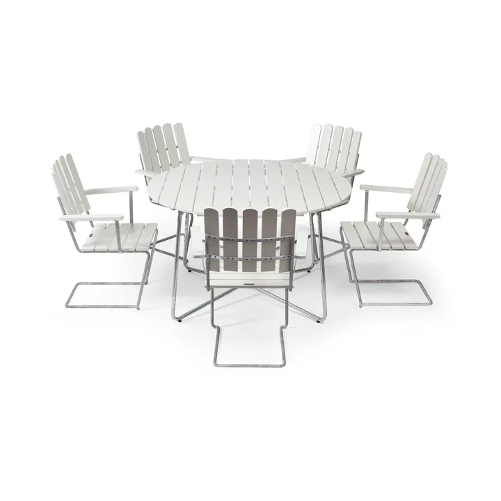 Grythyttan matgrupp vit 9A Ø120cm + 5st A2 - Grythyttan Stålmöbler