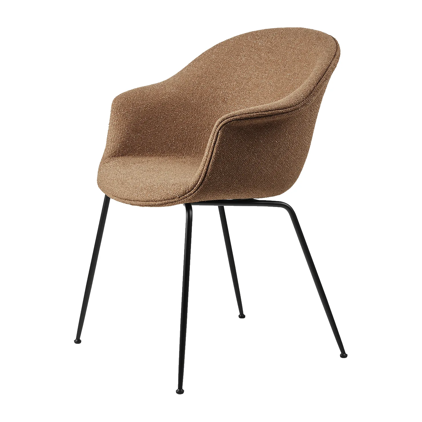 Bat Dining Chair fully upholstered conic base, Around bouclé 032-black GUBI