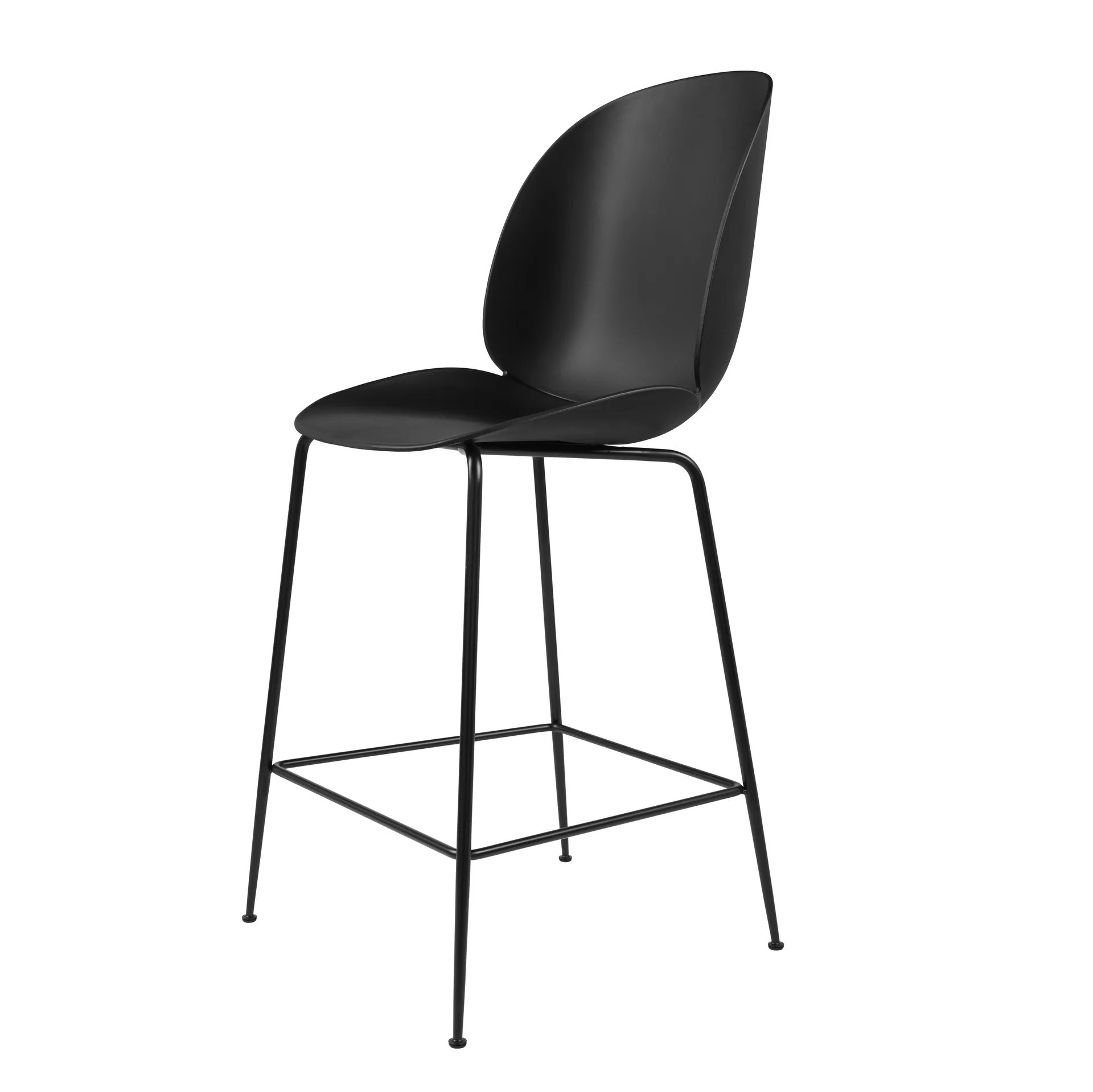 Beetle barstol plast svarta ben, svart GUBI
