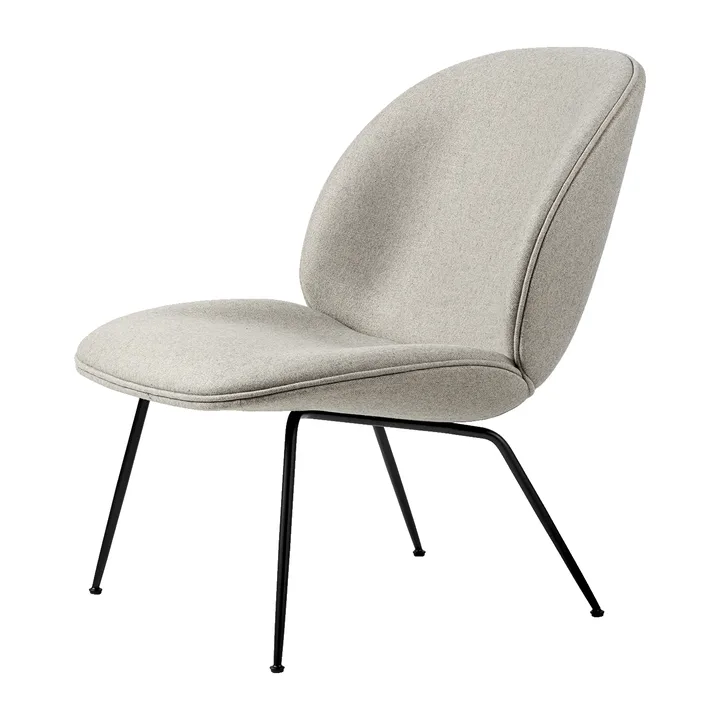 Beetle lounge chair fully upholstered conic base - Plain 0025-black - GUBI