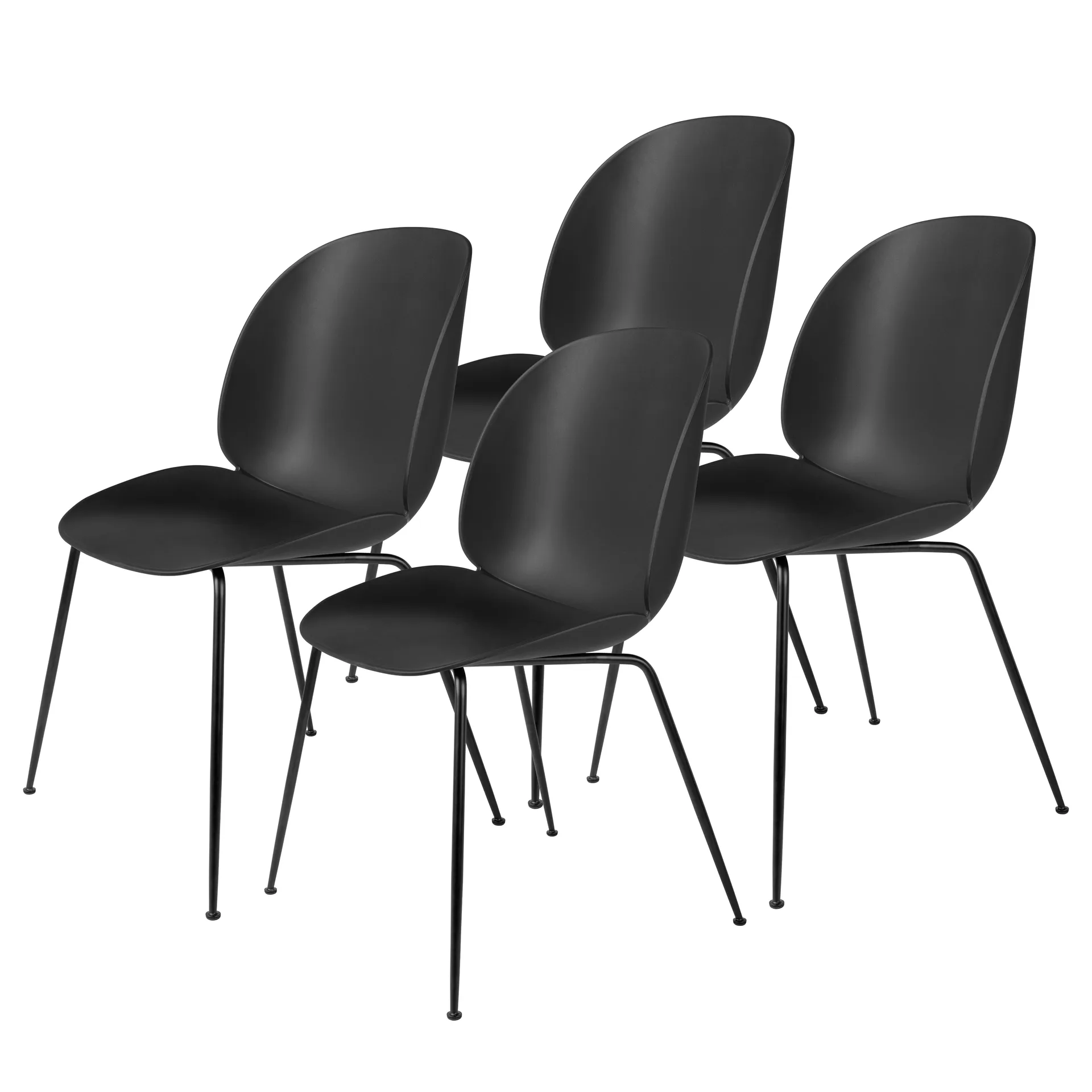 Beetle stol svarta ben 4-pack, Black GUBI
