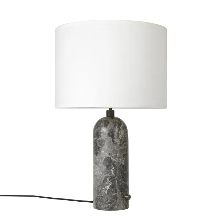 Gravity S bordslampa - grey marble + vit skärm - GUBI