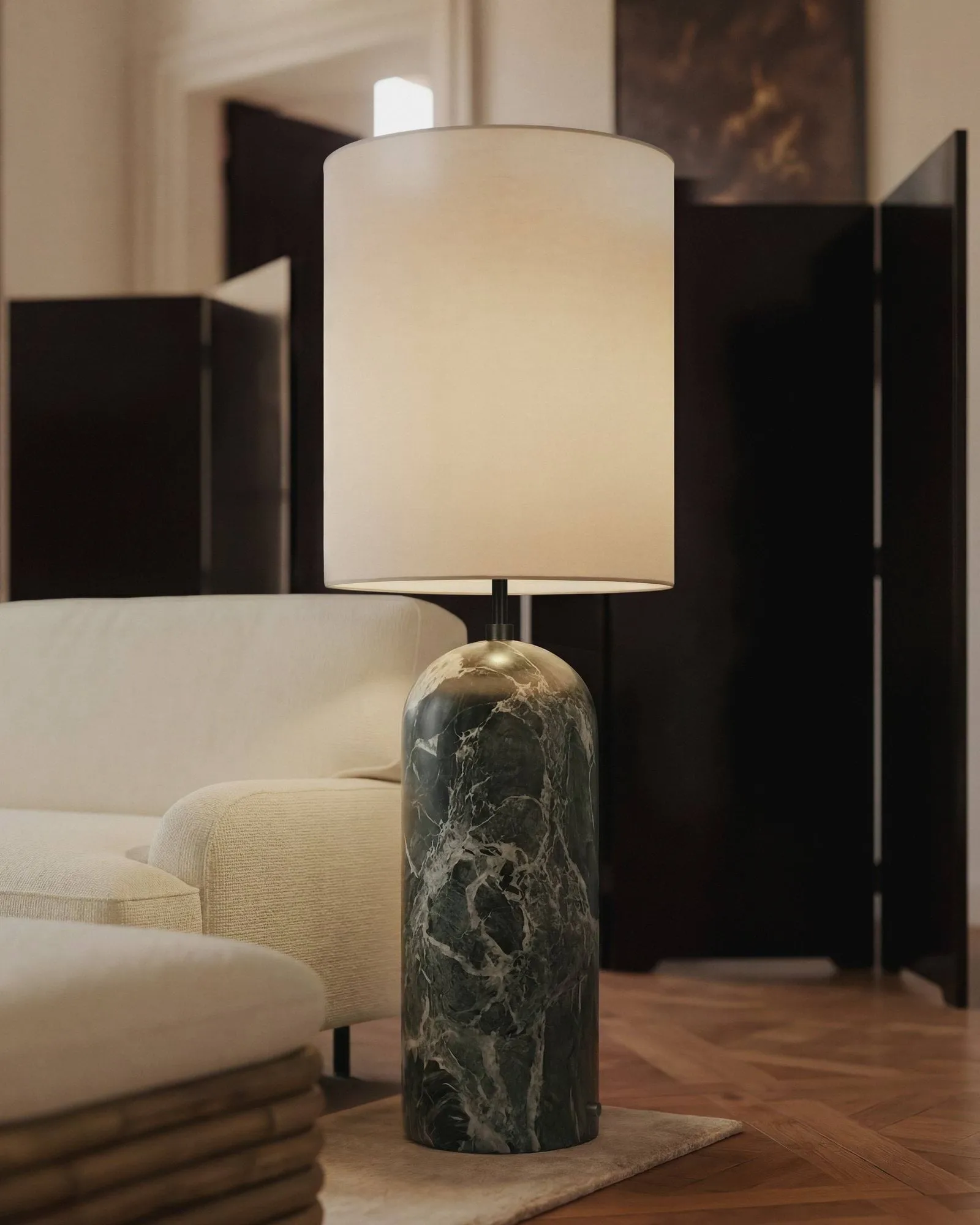 Gravity XL golvlampa, Emerald marble-white GUBI