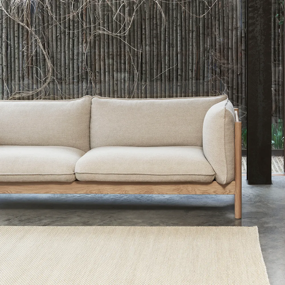 Arbour ECO 3-sits soffa, Tyg hallingdal 220 beige, vaxoljad ek HAY
