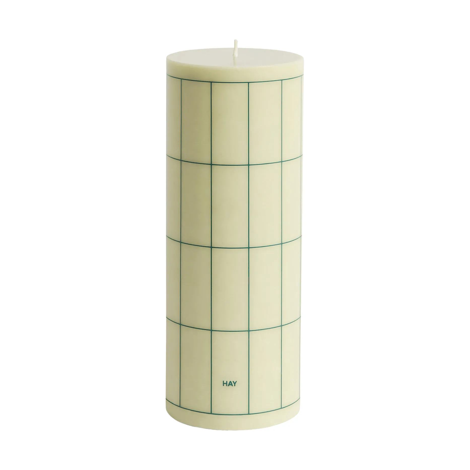Column Candle blockljus large 25 cm, Light green with dark green grid check HAY
