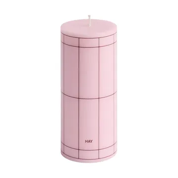 Column Candle blockljus small 15 cm - Light pink-bordeaux grid - HAY