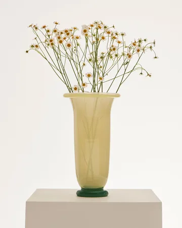 Empire vas - Large Sand-lemon rim-green base - HAY