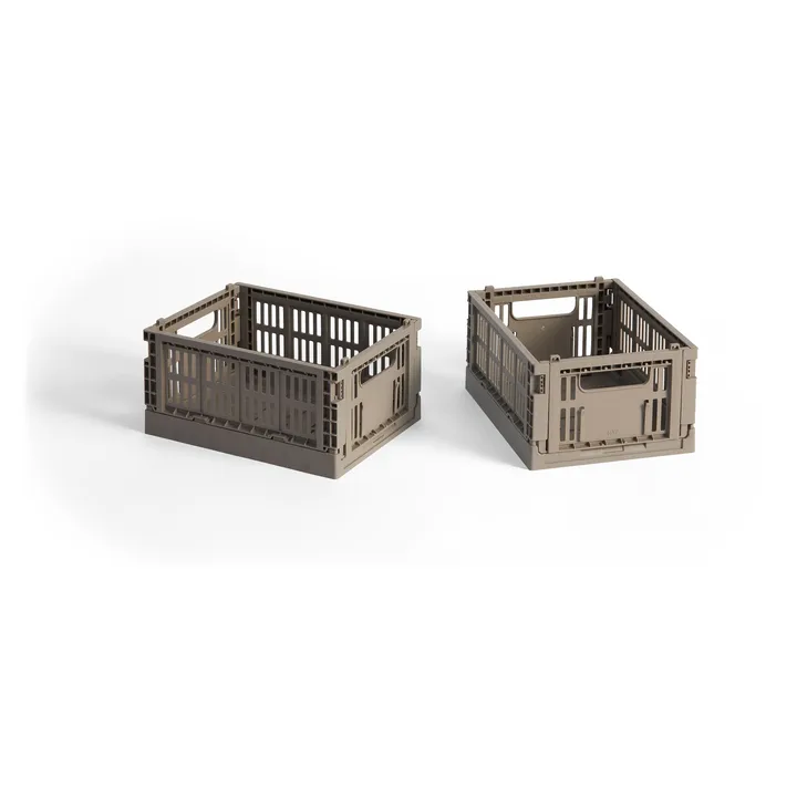 HAY Colour Crate Mini 13x17 cm 2-pack - Warm grey - HAY