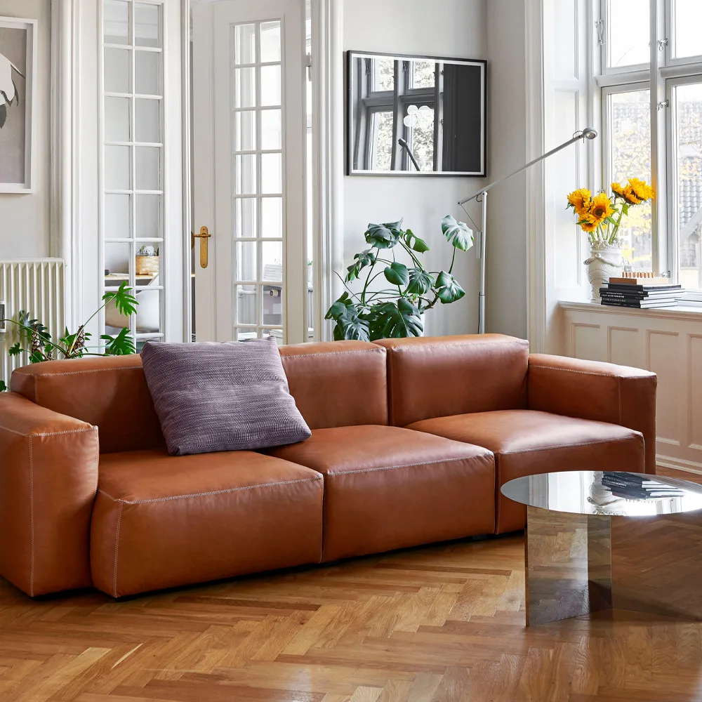 Mags Soft low 3-sits soffa, Linara 443 tweed-mörkgrå söm HAY