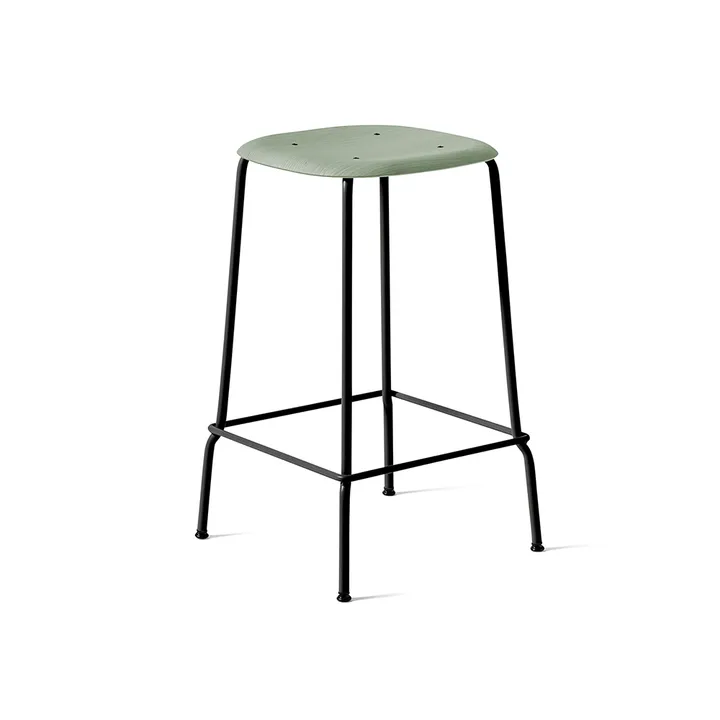 Soft Edge 30 Low barpall - Dusty green, svart stålstativ - HAY